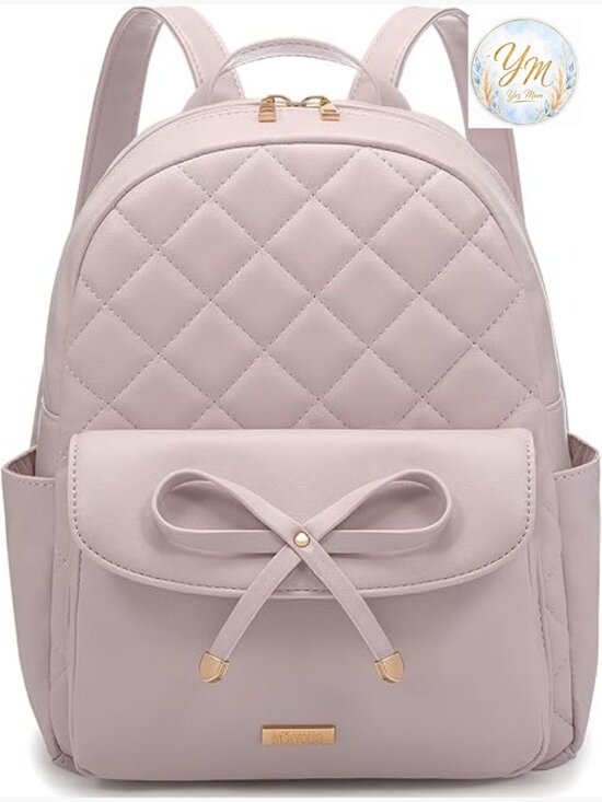Mini Leather Backpack Quilted Bowknot - Small Travel School Bag main image 6